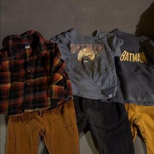 GAP Kids Plaid Flannel & Batman Tee Matching Sets in Blue, Brown, Navy